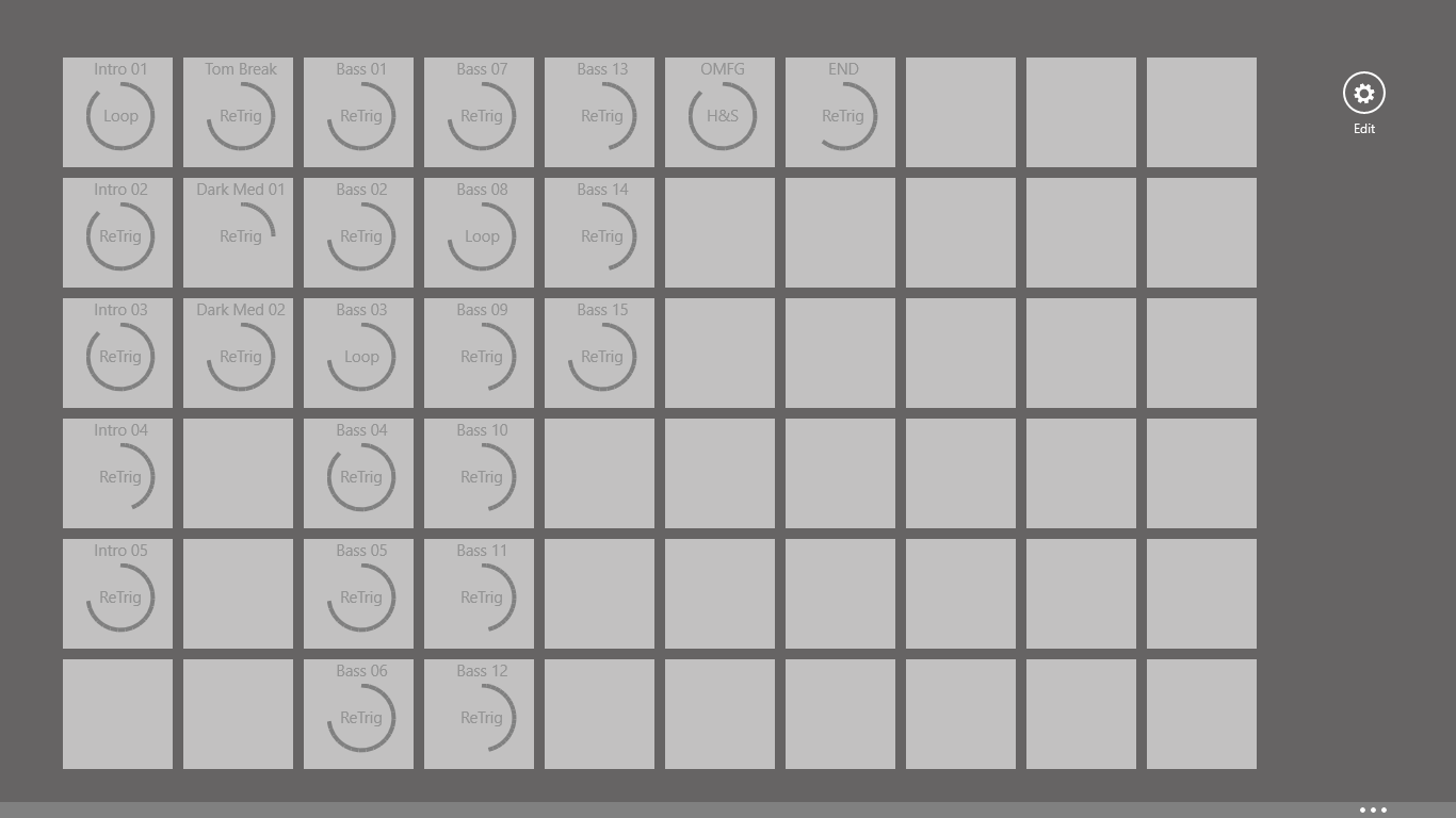 10x6 Pad grid for launching up to 10 loops and sounds at a time