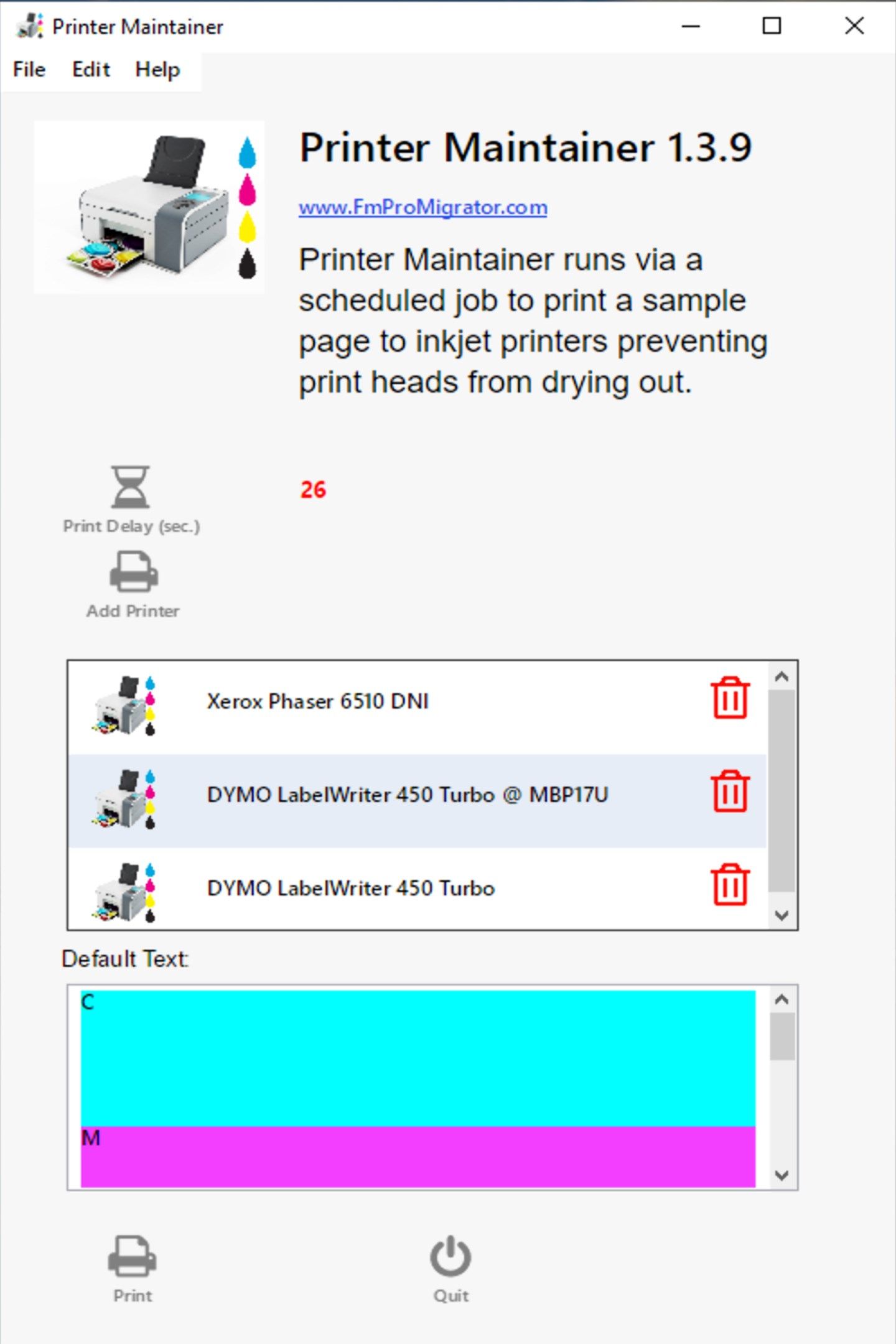 Printer Maintainer - Opened, with Countdown Timer Running.