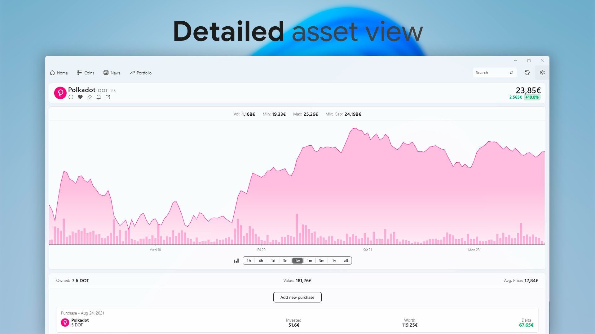 Detailed asset view