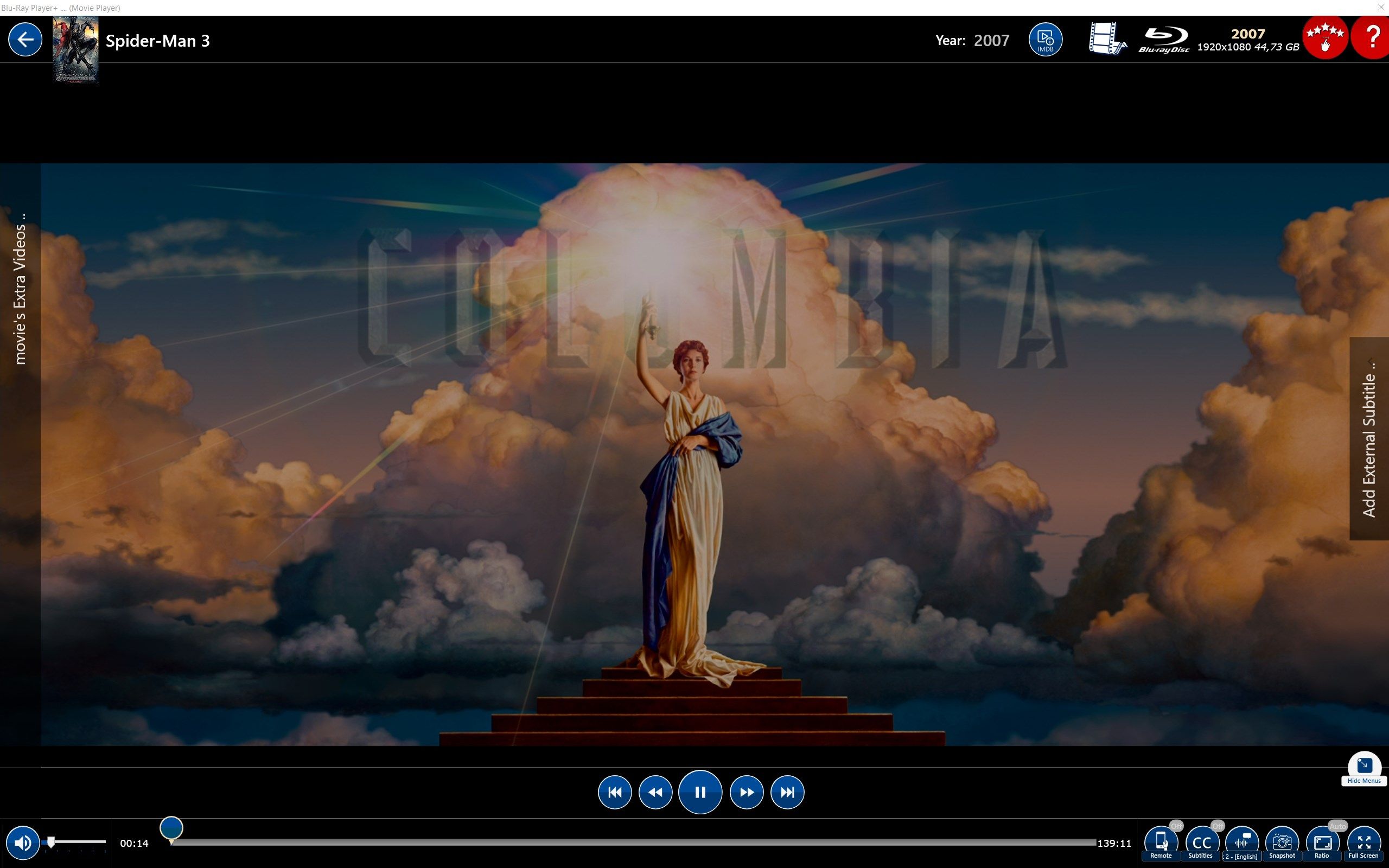 [2 of 8] Blu-Ray Movie Playback has started.. Blu-Ray Player+ menus are on!