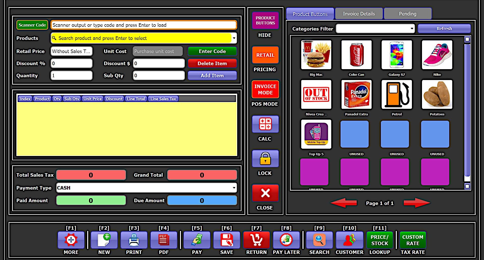Point of Sale (POS) Screen