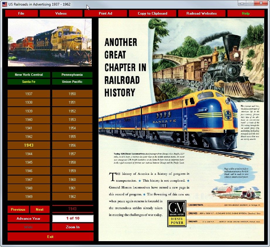US Railroads in Advertising 1937-1962