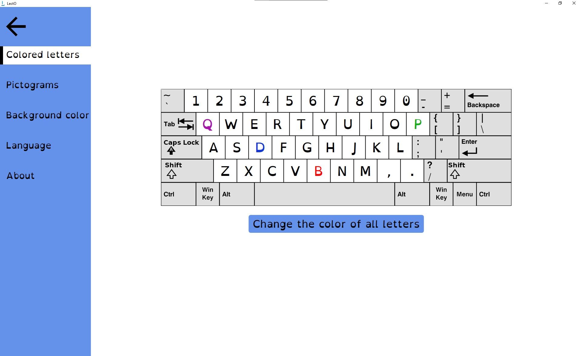 A colour can be configured for each letter, helping users to read faster.