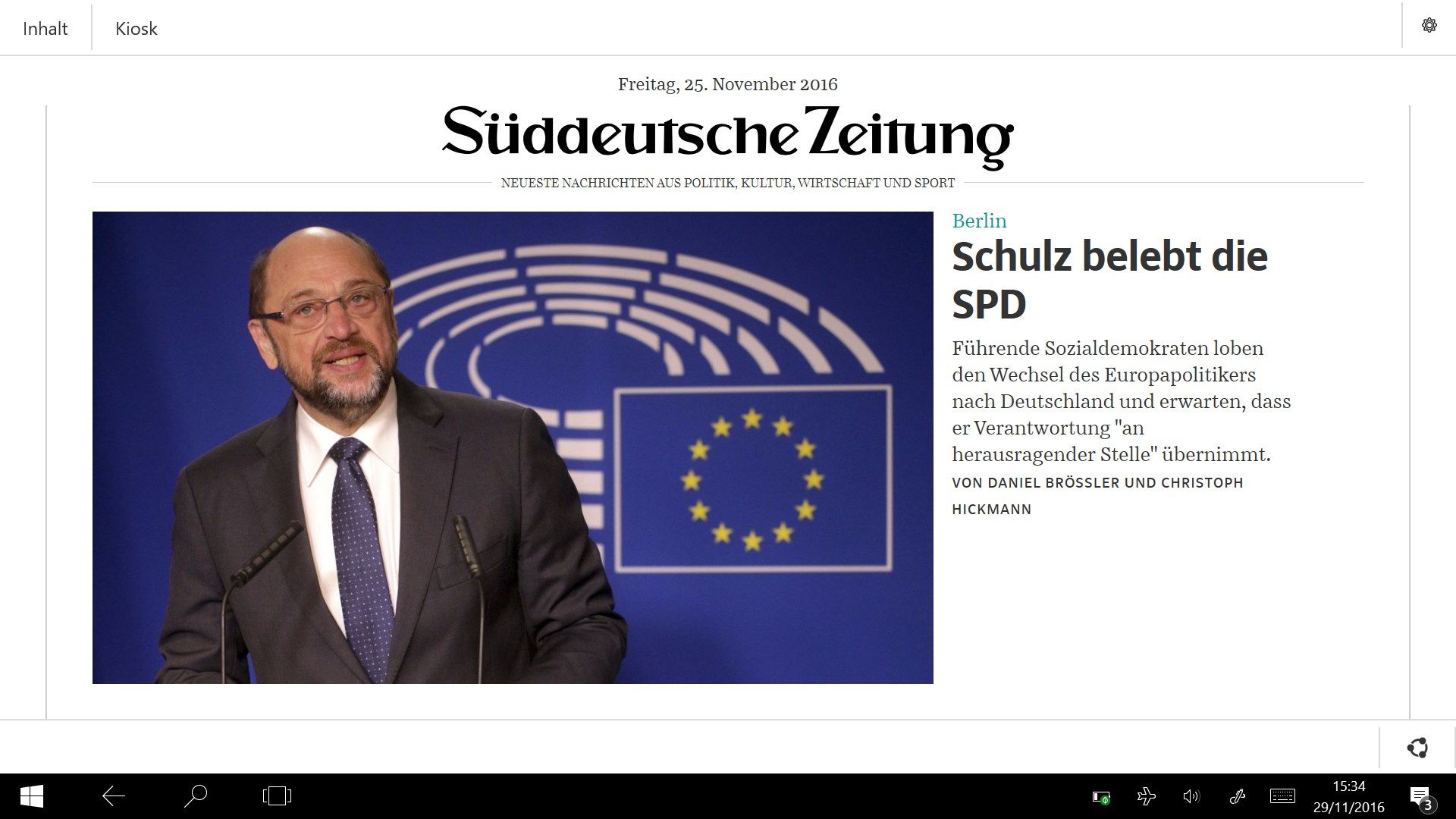 Titelseite der Süddeutschen Zeitung