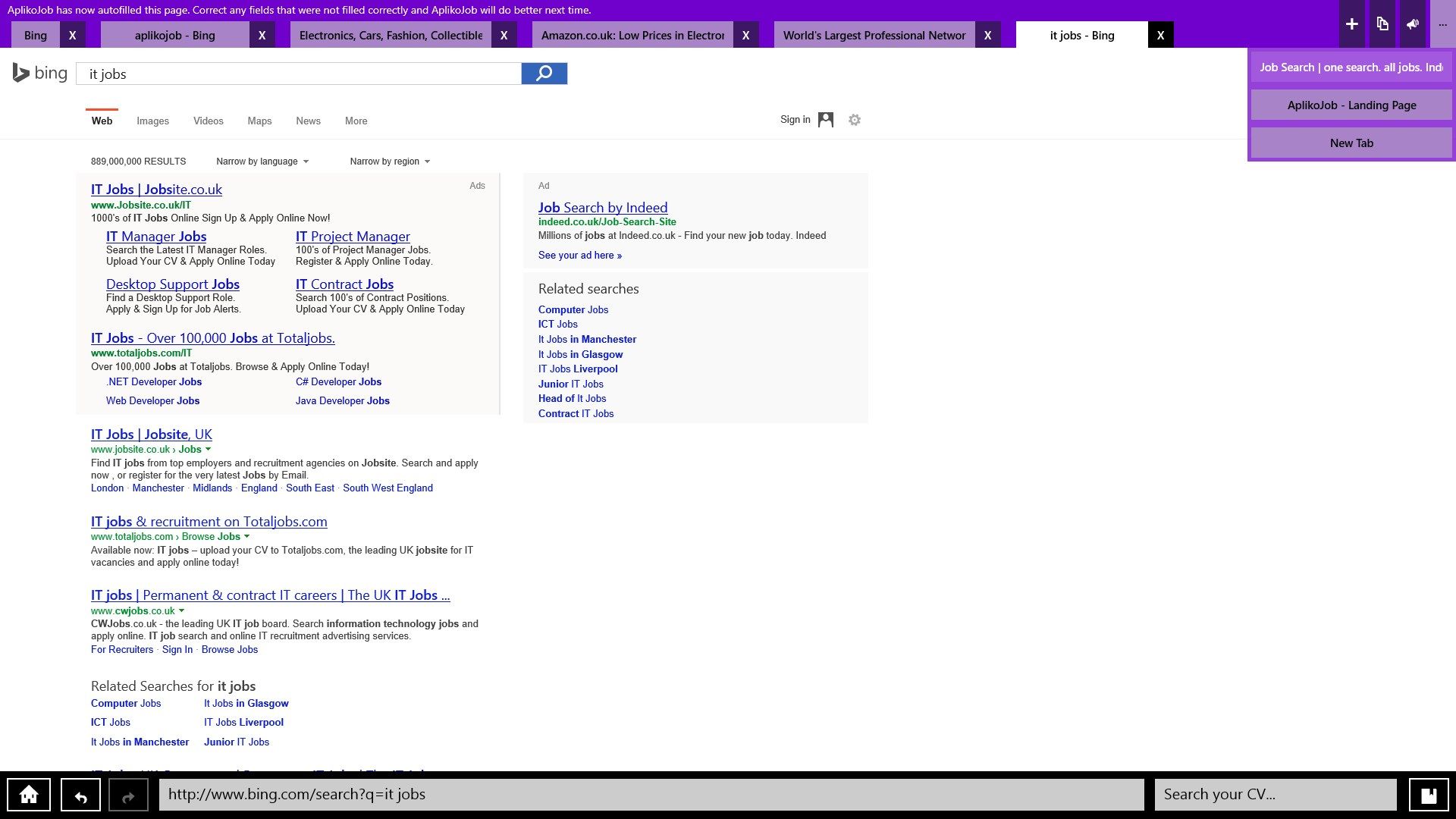 Tabbed browsing allows you to have as many job ads open as you like at any one time.