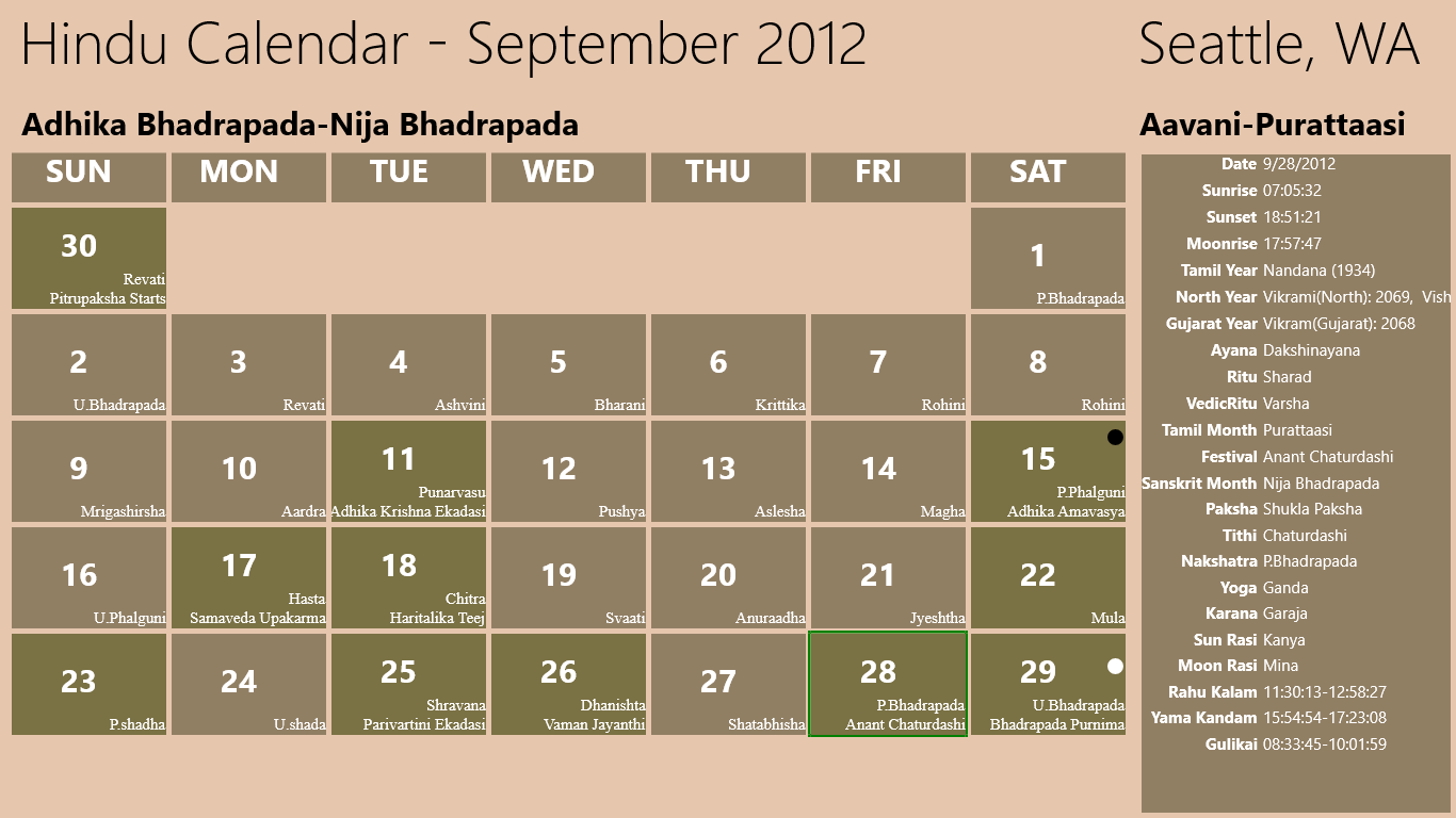 Month View with detail for selected date