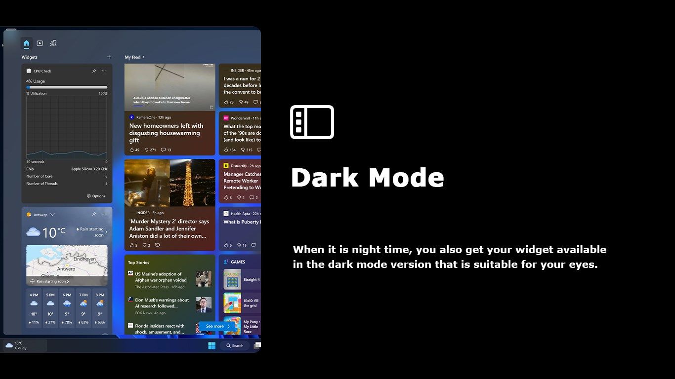 Dark Mode version of the CPU Check widget