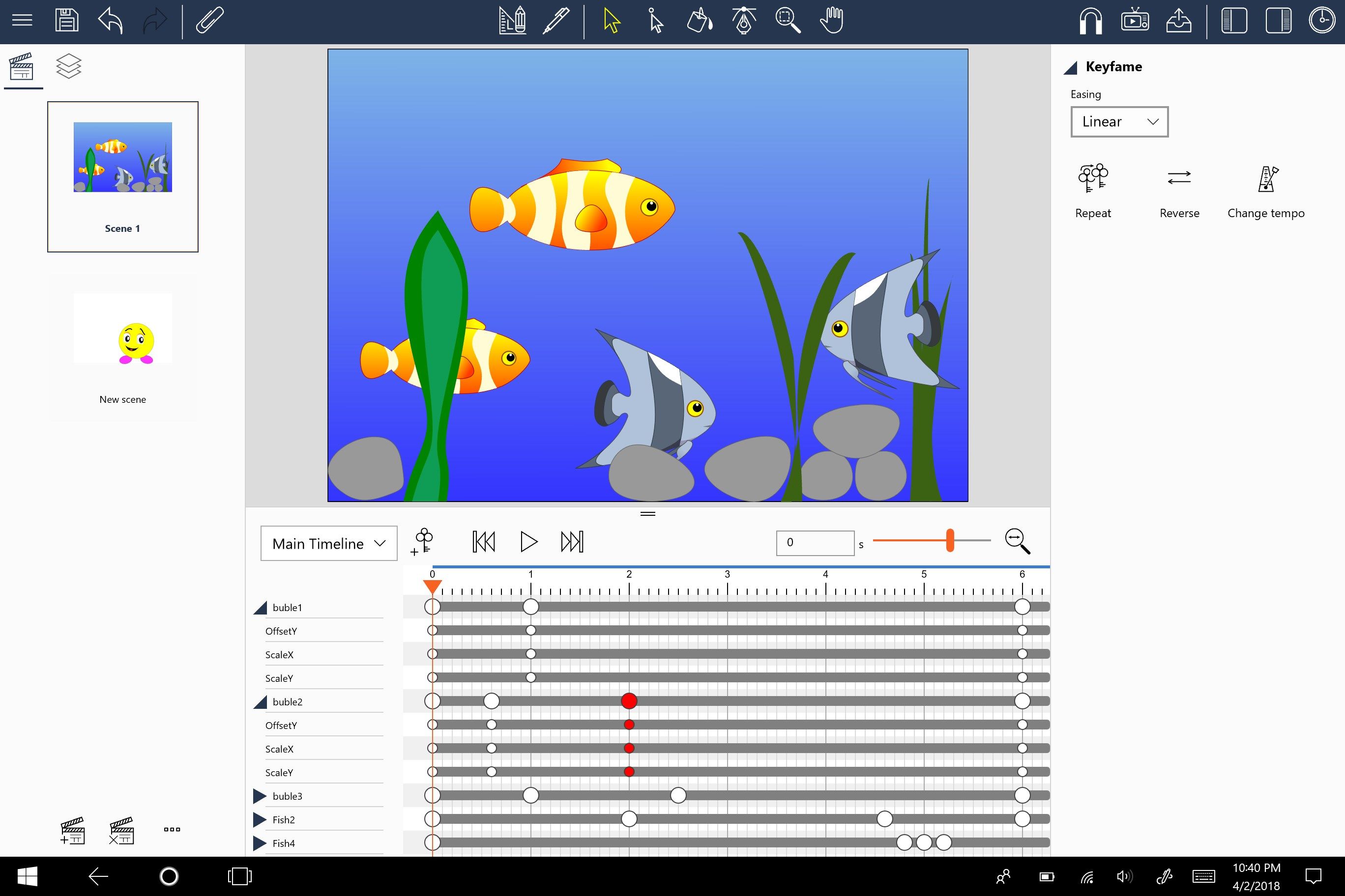 Animation keyframe editor