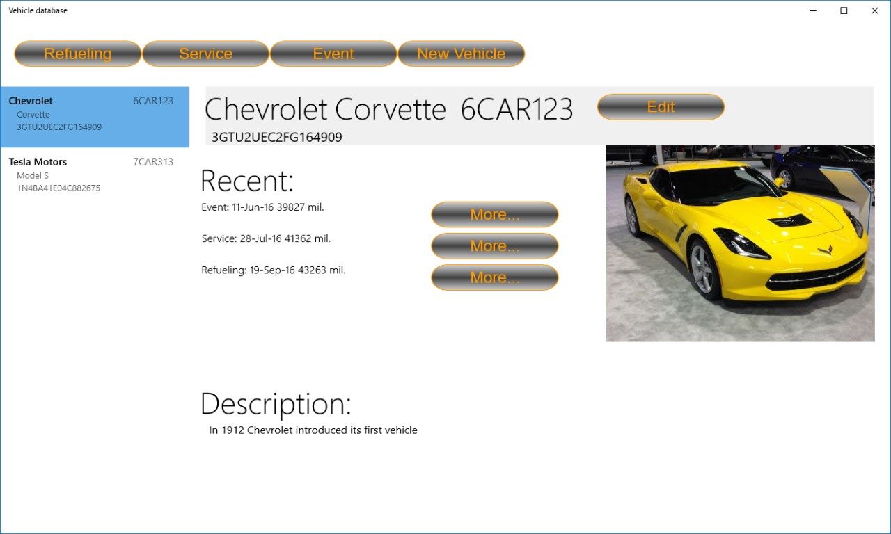 Vehicle database