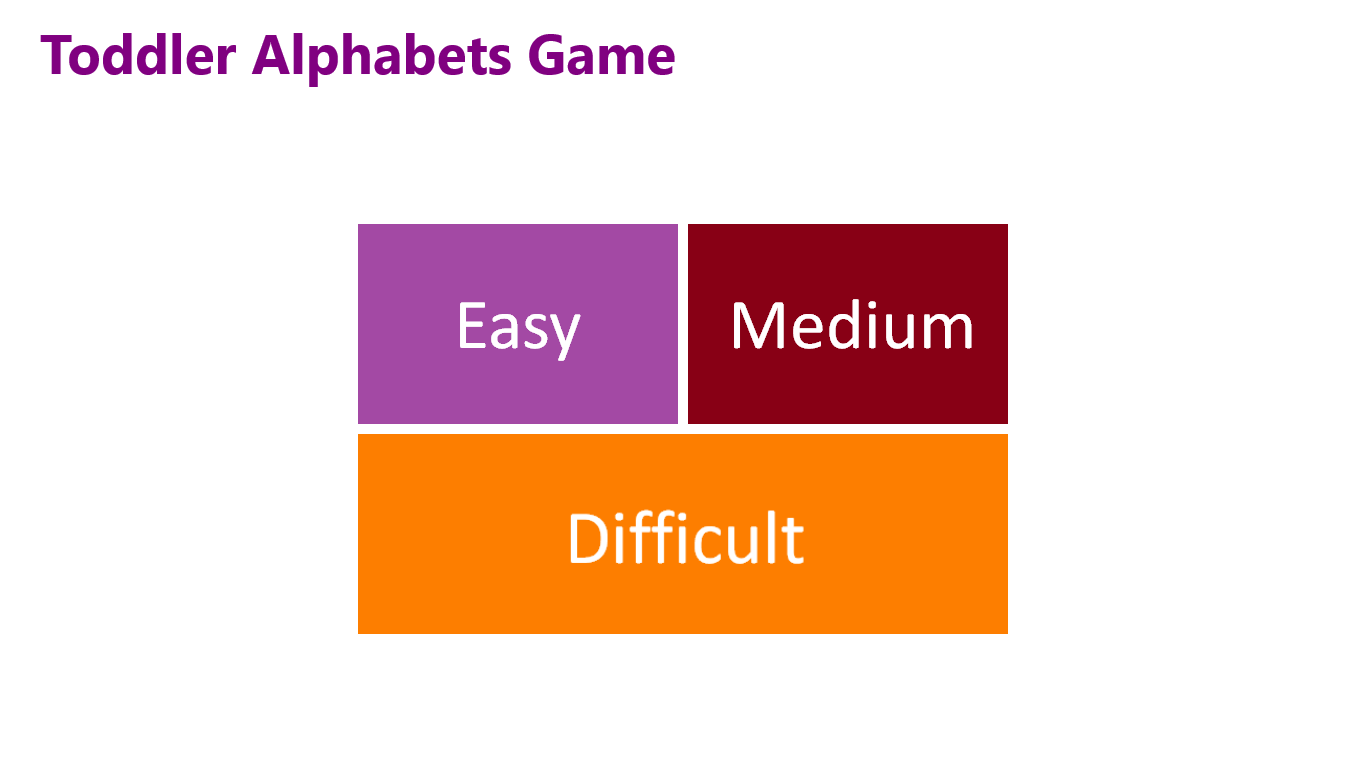Alphabets game start screen!