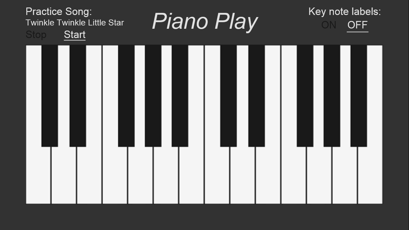 Main piano screen without notes