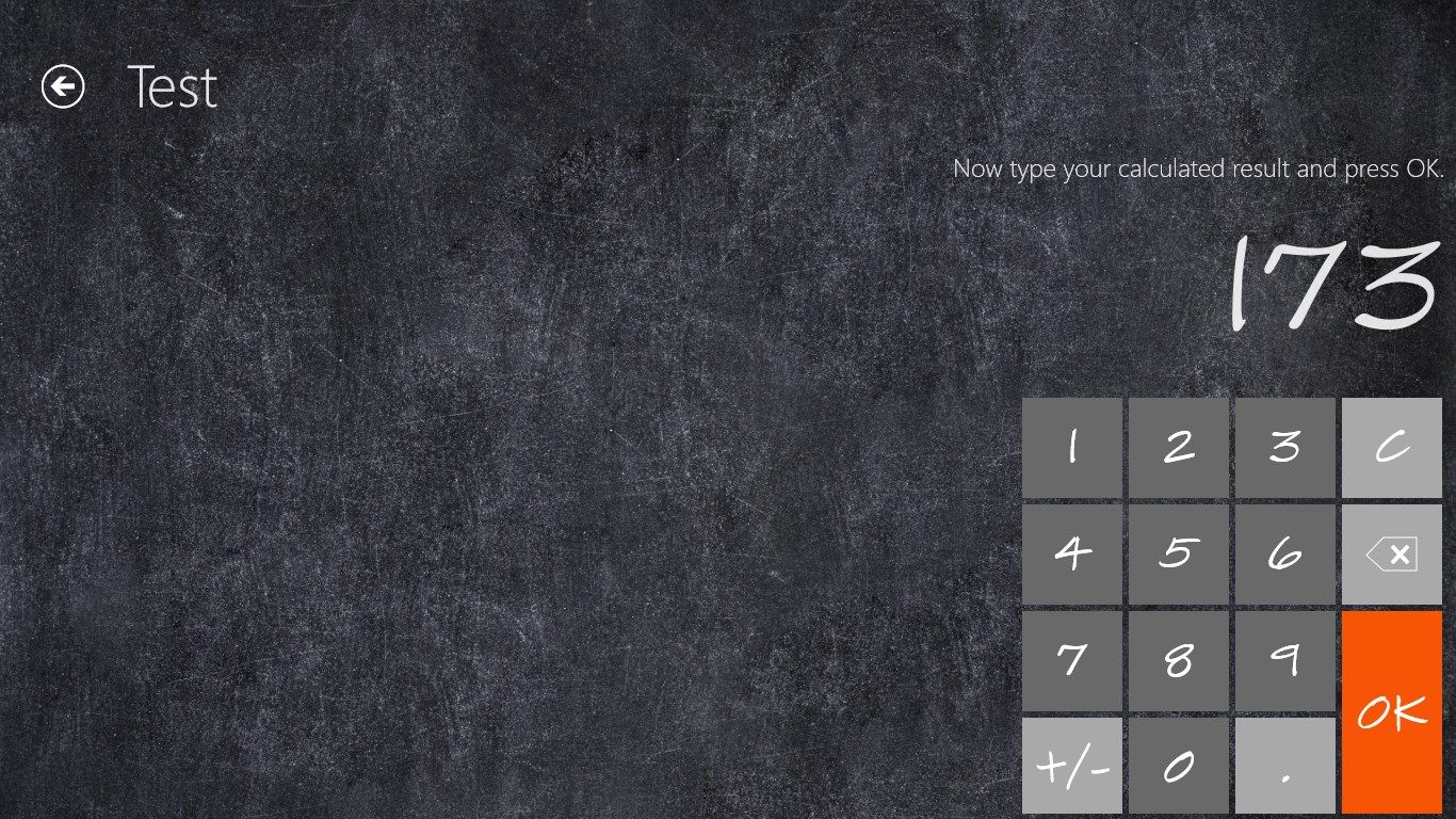 Testpage: Enter your calculated result. You can define the keyboard alignment on settings page