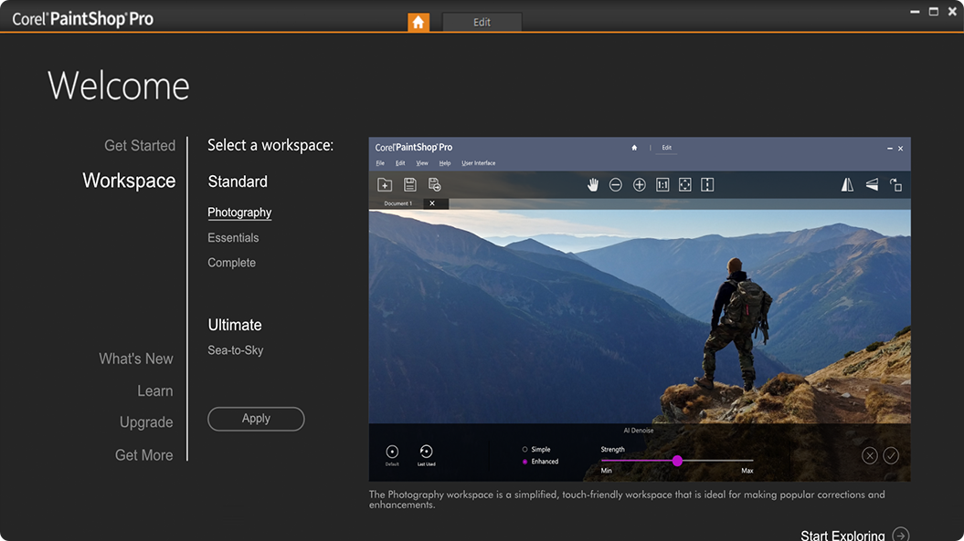 Workspace Tab: Learn about your Workspace options in the Welcome screen.