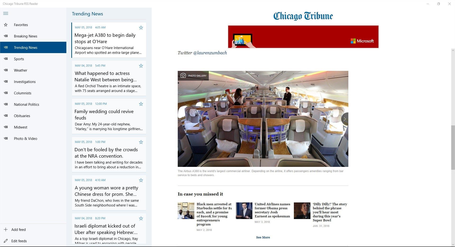 Chicago Tribune News Reader