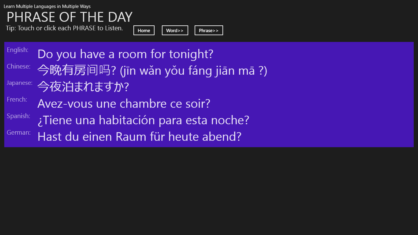 Phrase of the Day in Six Languages (2)