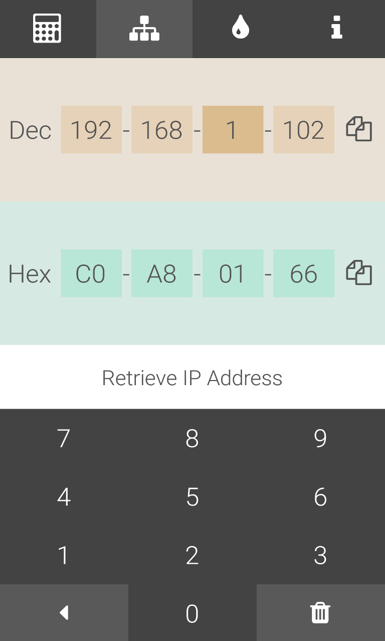 Display your device's IP address and convert it between decimal and hexadecimal