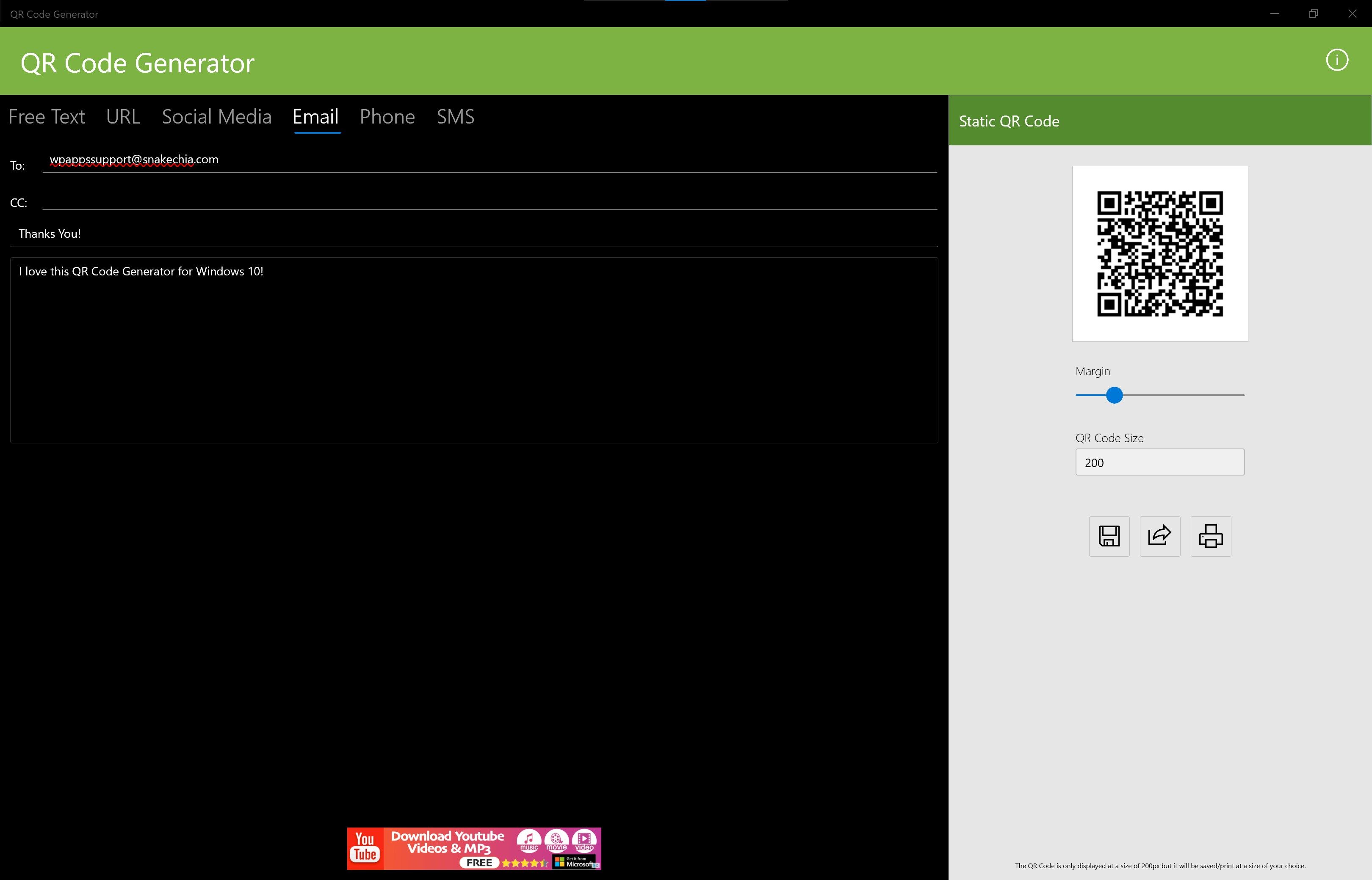 Create an email template with QR Code. Scan and send.