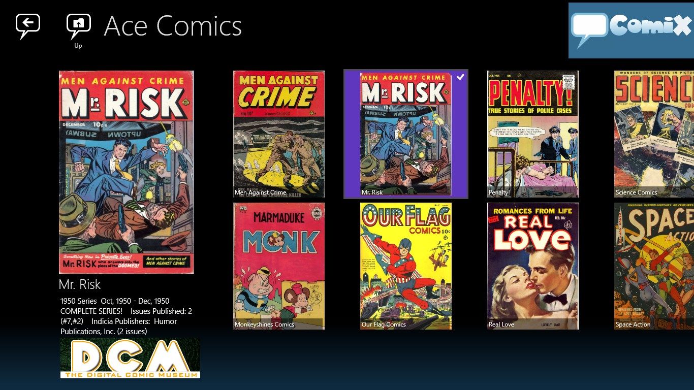 Browsing Digital Comics Museum publisher collection