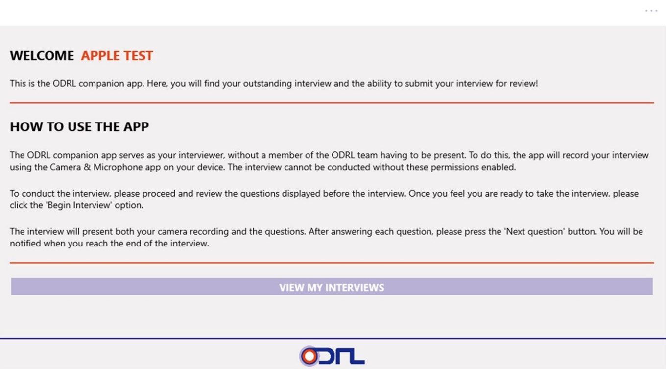 ODRL Virtual Assessment Portal
