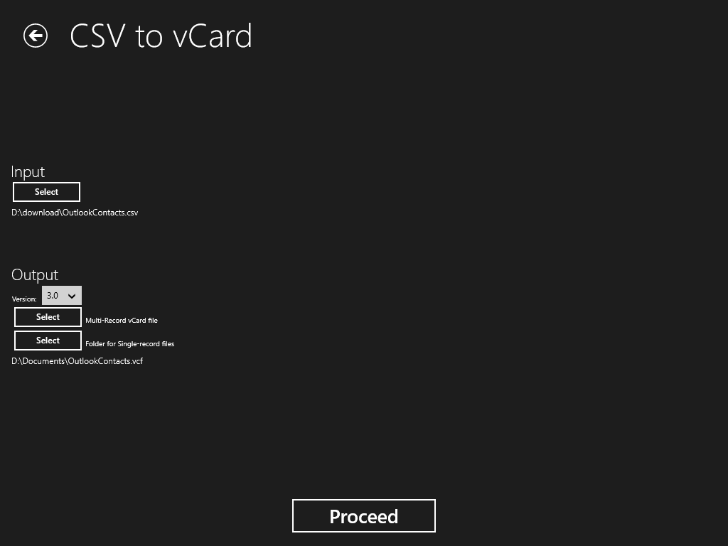 vCard CSV Exchange