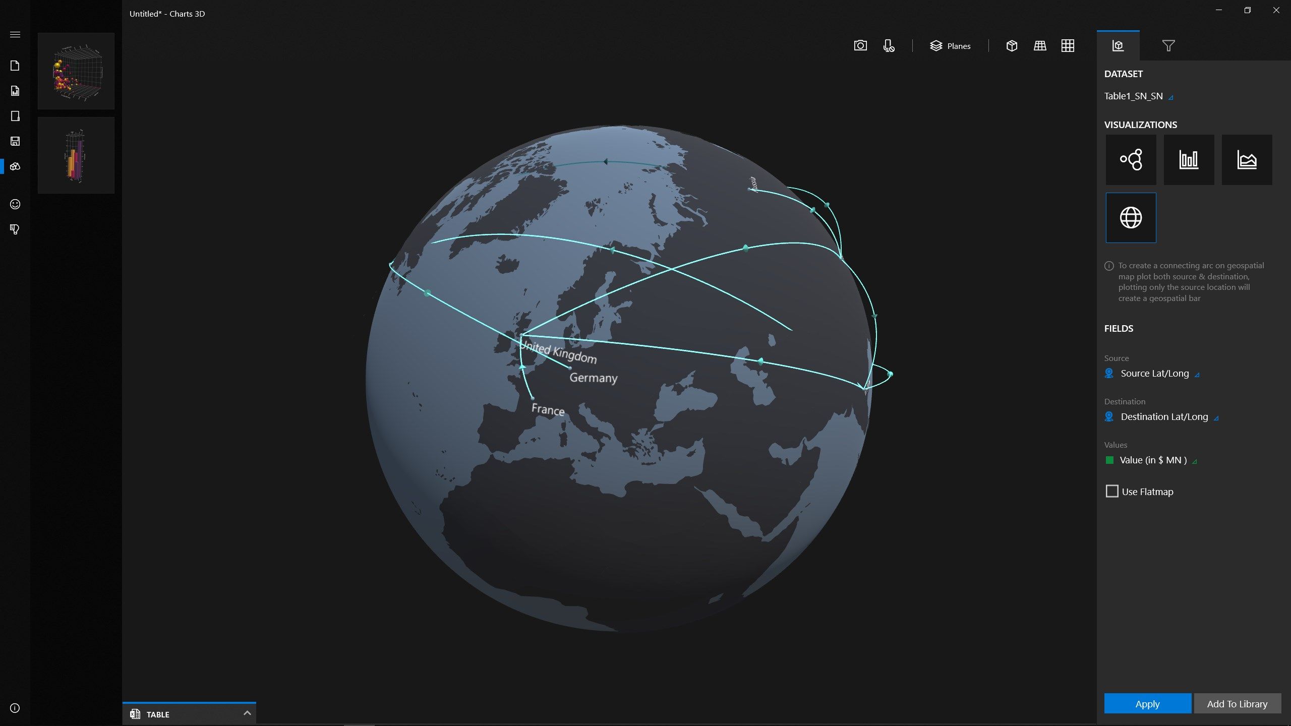 Use spherical globe to plot data geospatial data