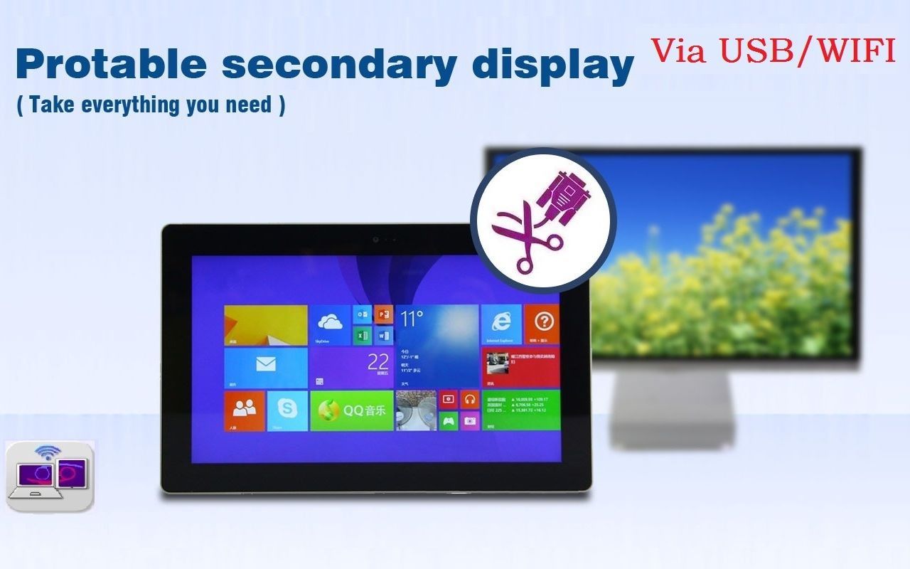 Air Screen - Android Device as second display for notebook via WiFi&USB
