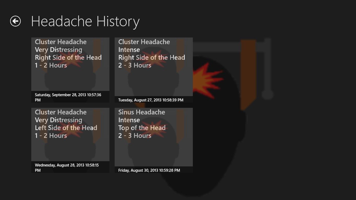History of all headaches.