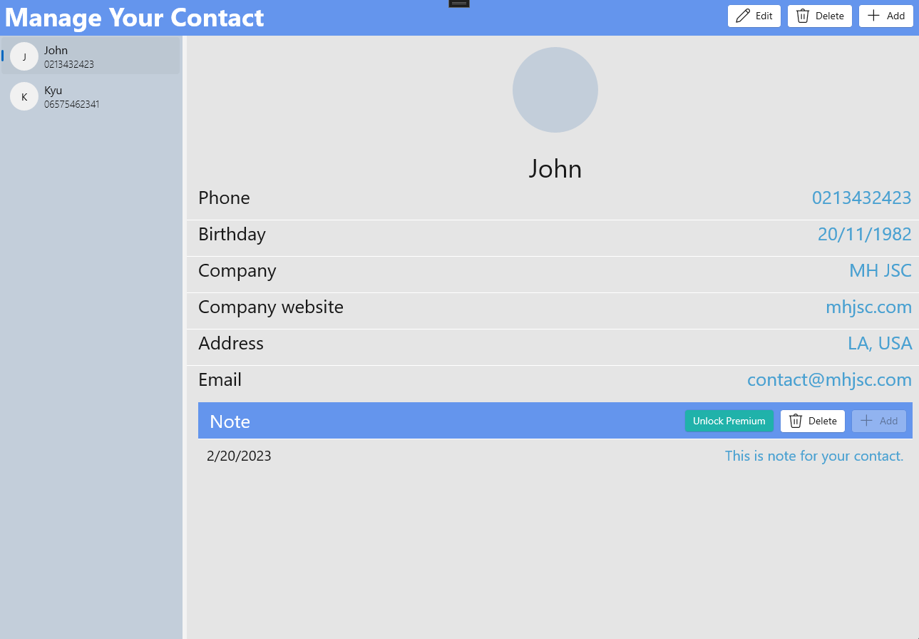 Manage Your Contact