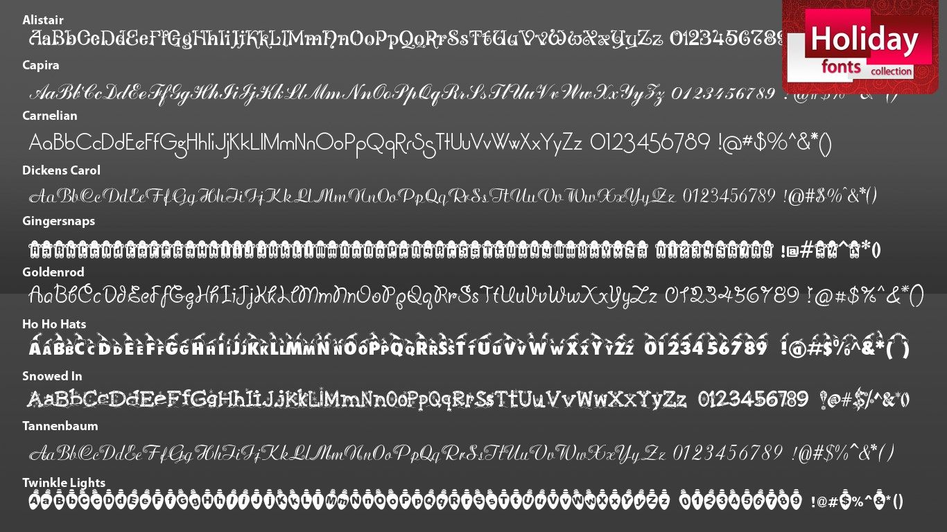 View text samples of how each character looks with a specific font
