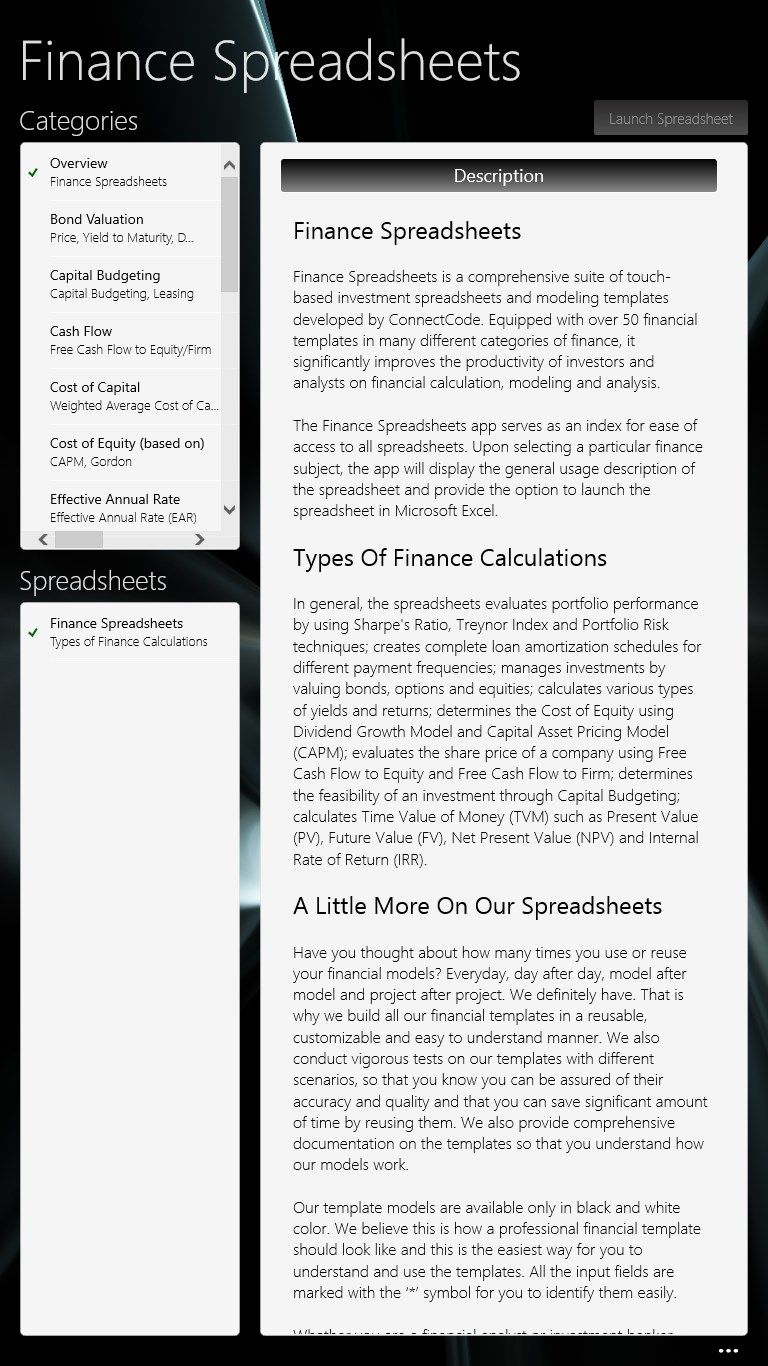 Finance Spreadsheets Portrait Mode