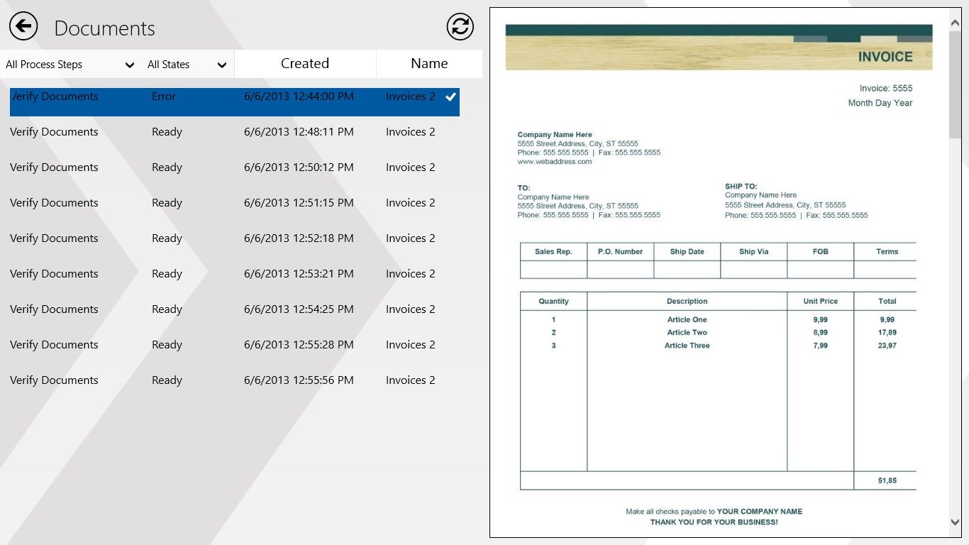 Monitoring Document View