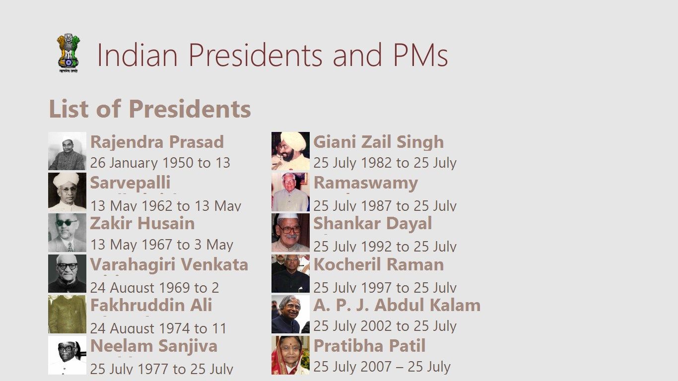 Indian Presidents and PMs