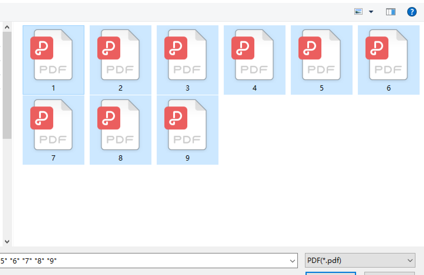 Select 2 or more PDF files to merge.