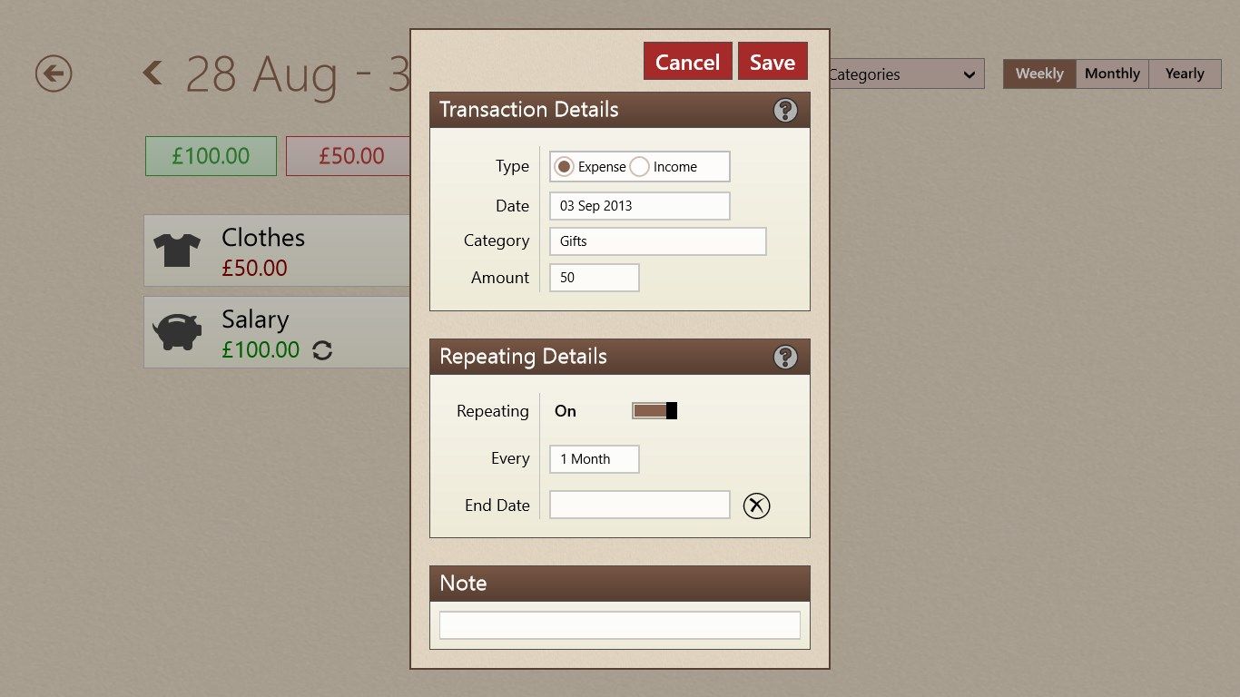 Quickly and easily log your spending