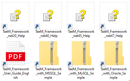 TaeM Framework Documents and Samples
- User guide
- API Documents
- Samples (MS-SQL, Oracle, MySQL)