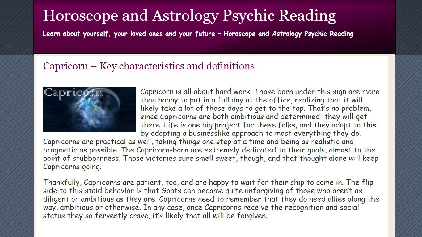 Capricorn Astrology and Horoscope
