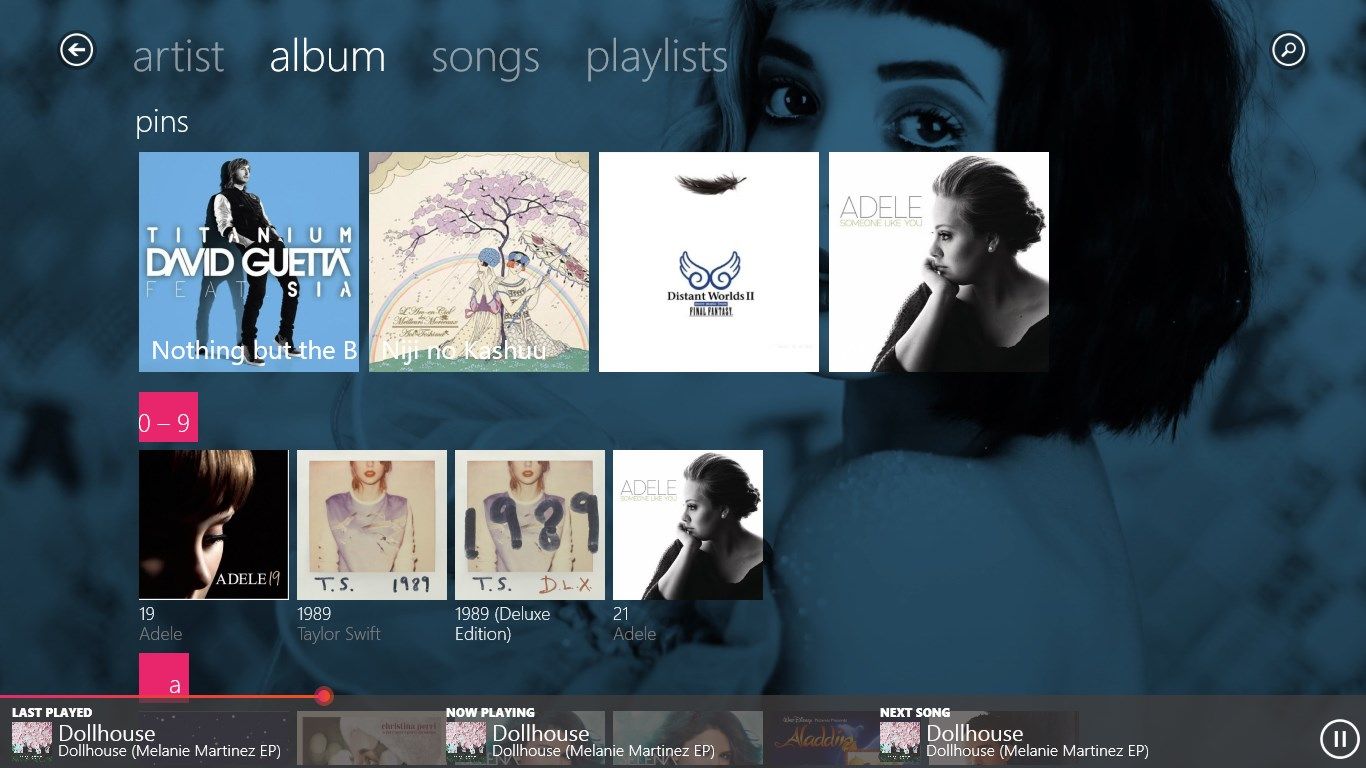 All albums screen