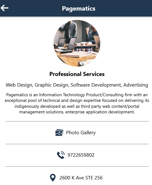 Business Details Page