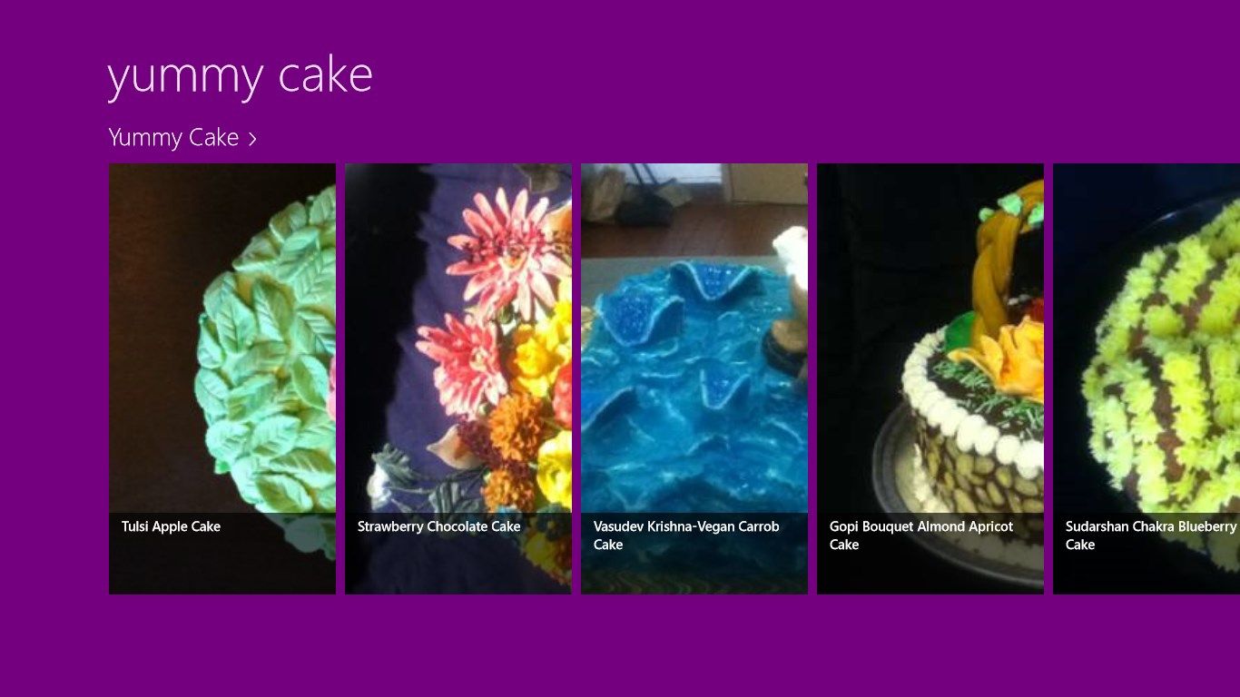Starting page displaying different cakes