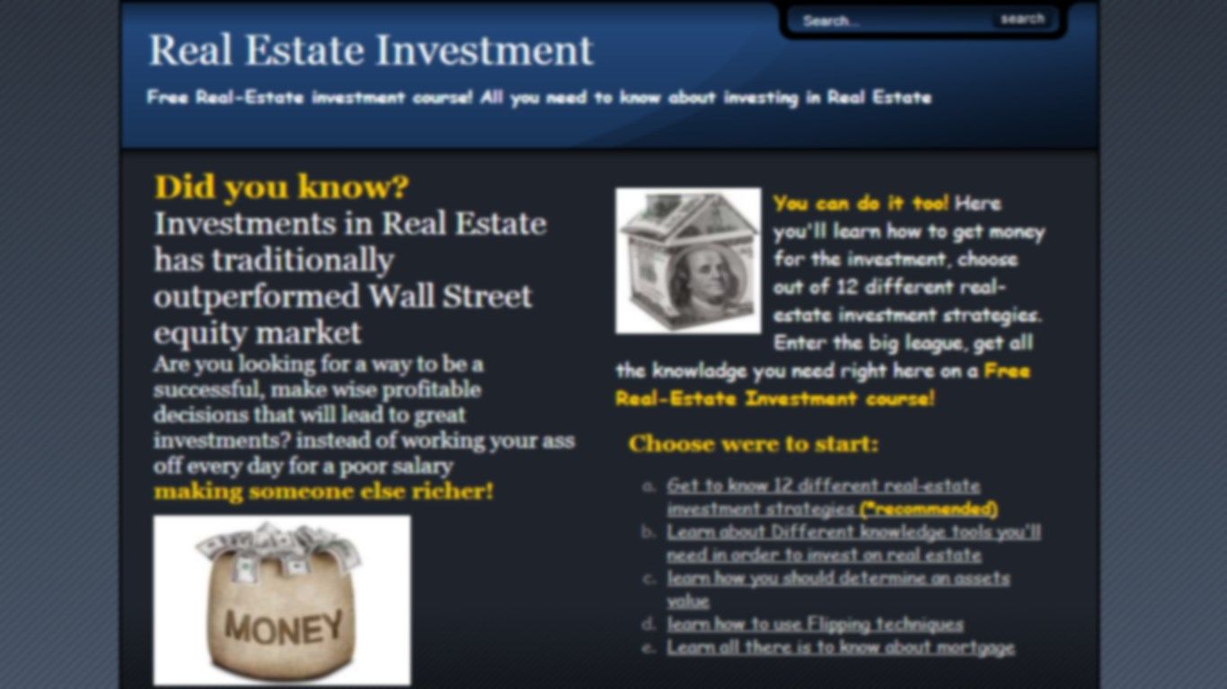 Learn a dozen of investment strategies in the housing market, some are surprising, exciting and creative. But all of the are well tested strategies the are used by professionals for years.