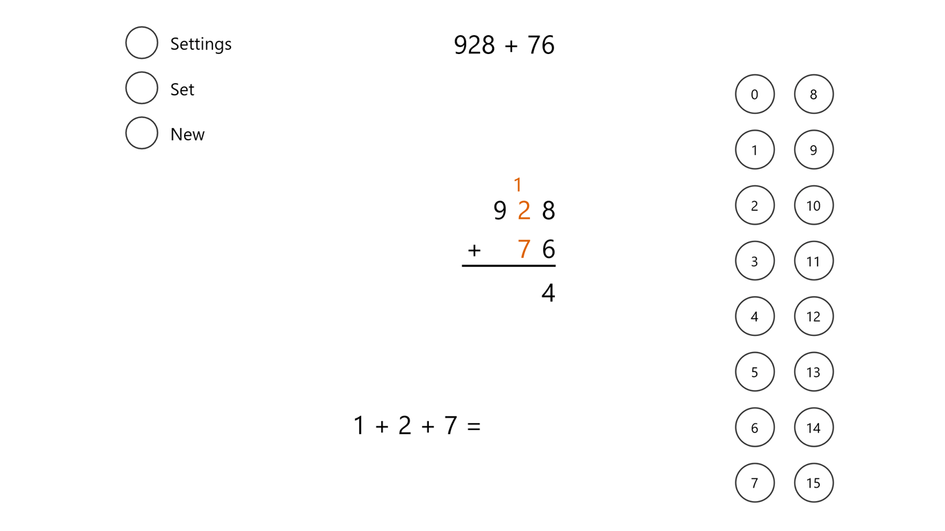 An app for learning and teaching the column addition method.