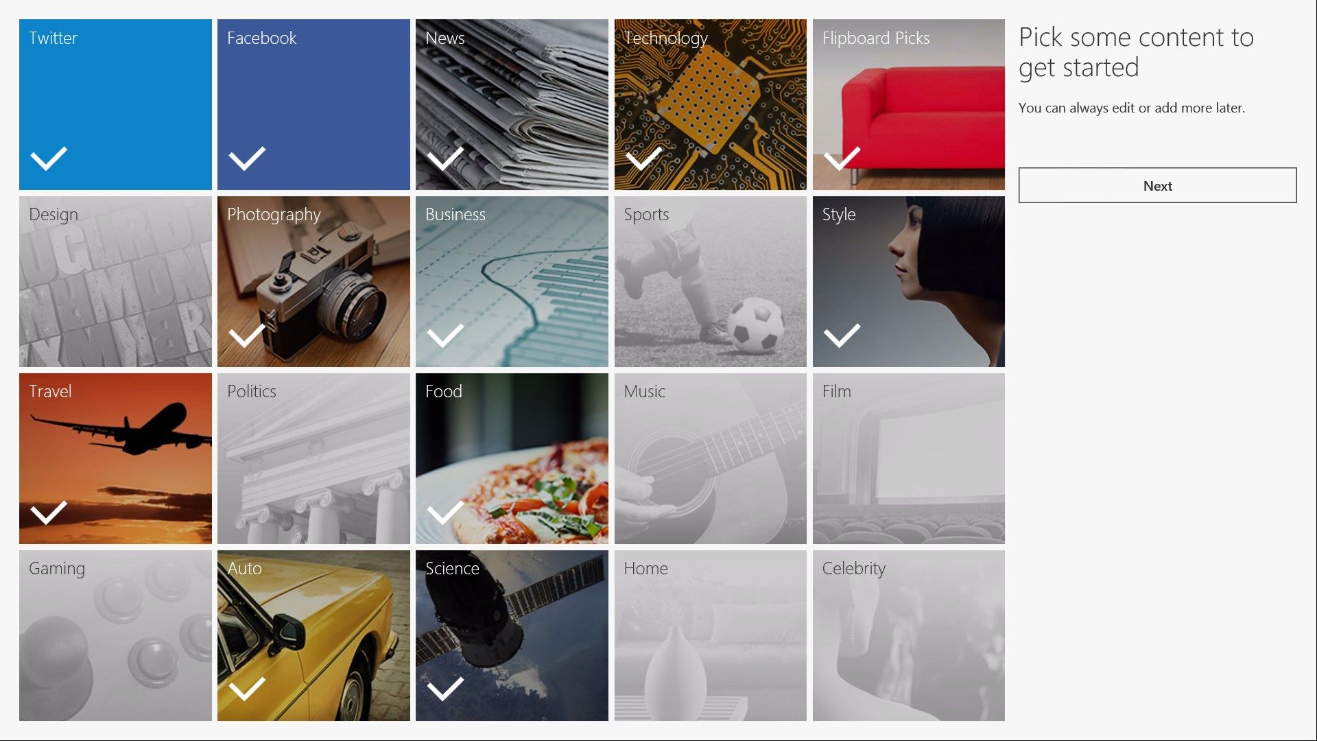 Select your favorite topics to build your Flipboard.