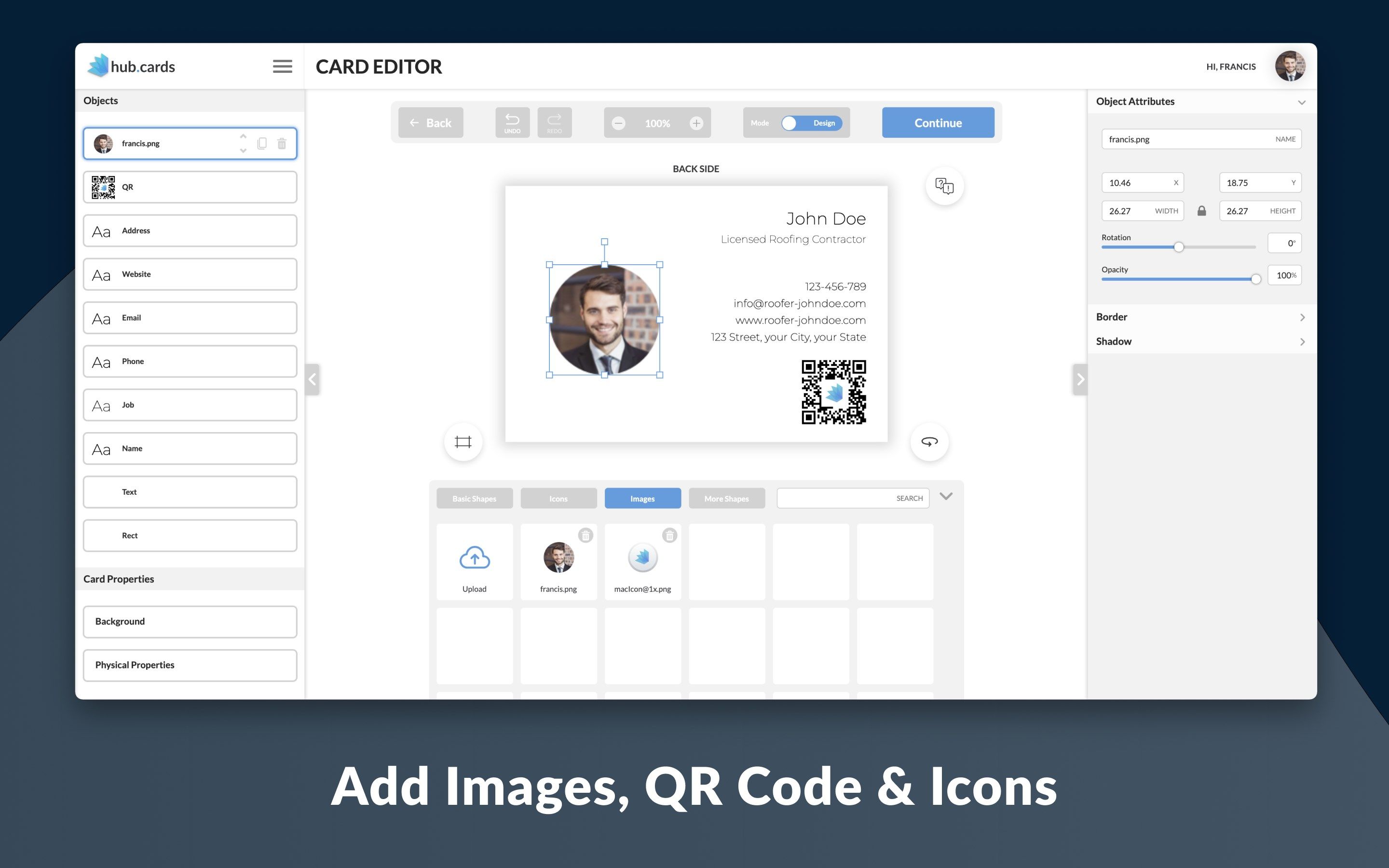 Add Images, QR-Code & Icons