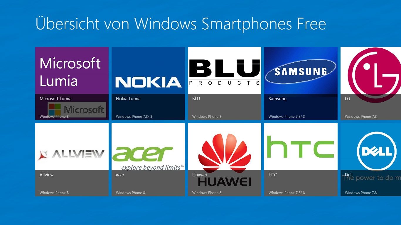 Übersicht von Windows Smartphones Free