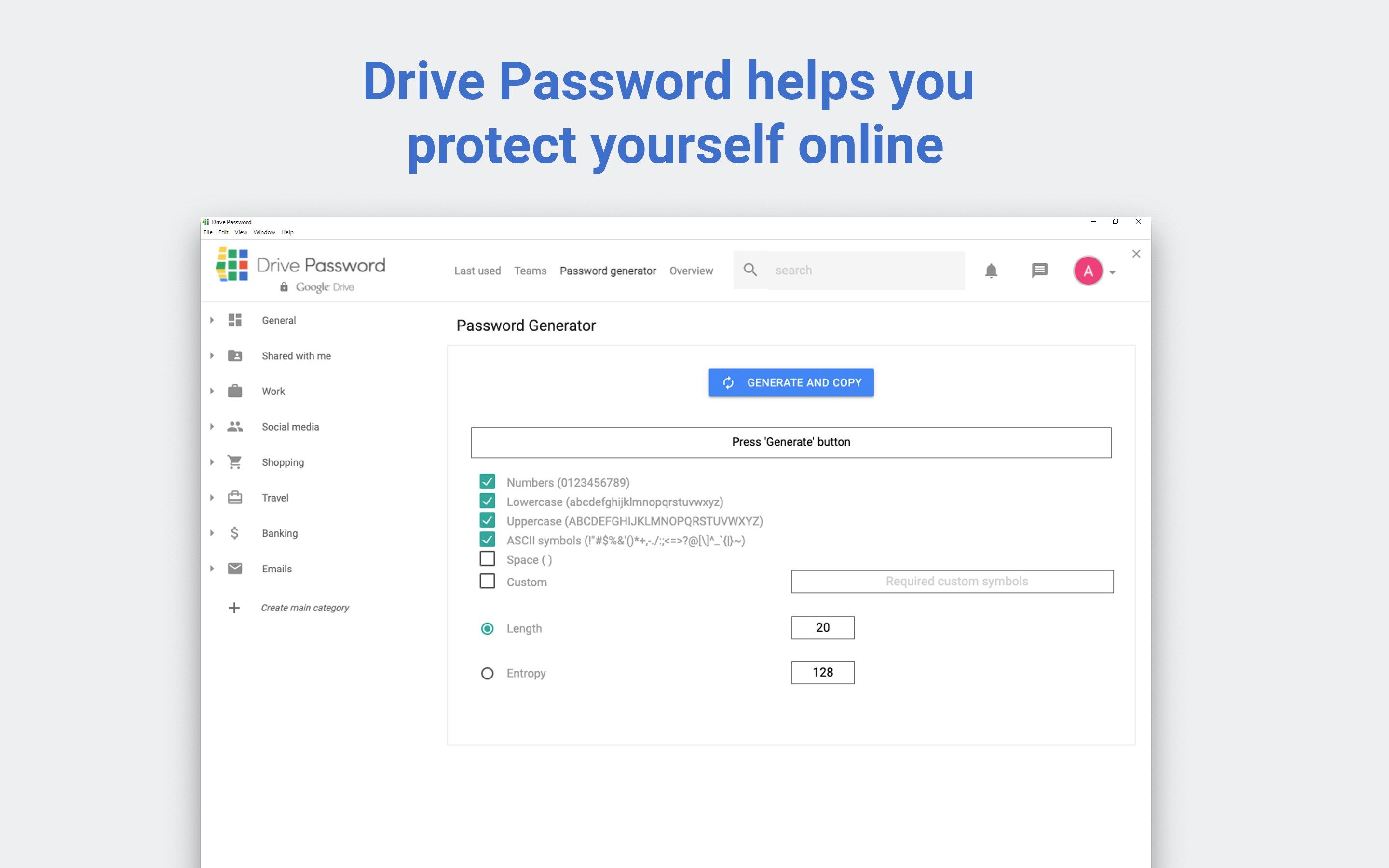 Drive Password helps your protect yourself online