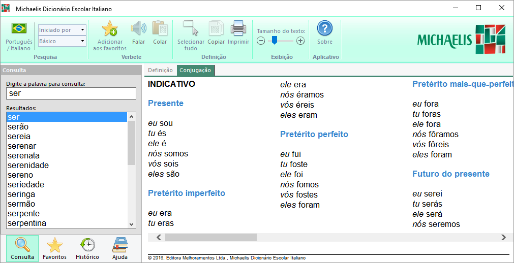 Conjugação completa dos verbos em português.