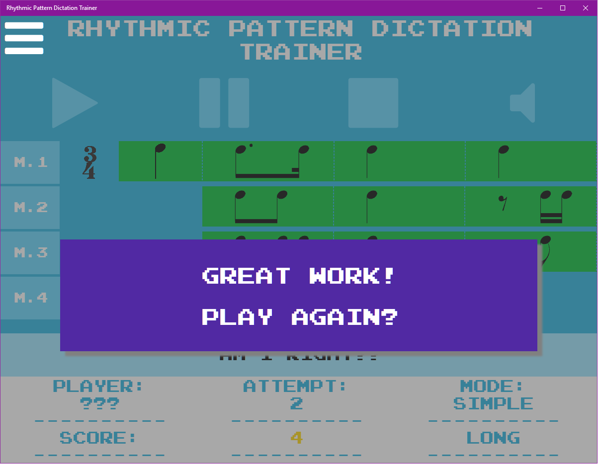 Rhythmic Pattern Dictation Trainer