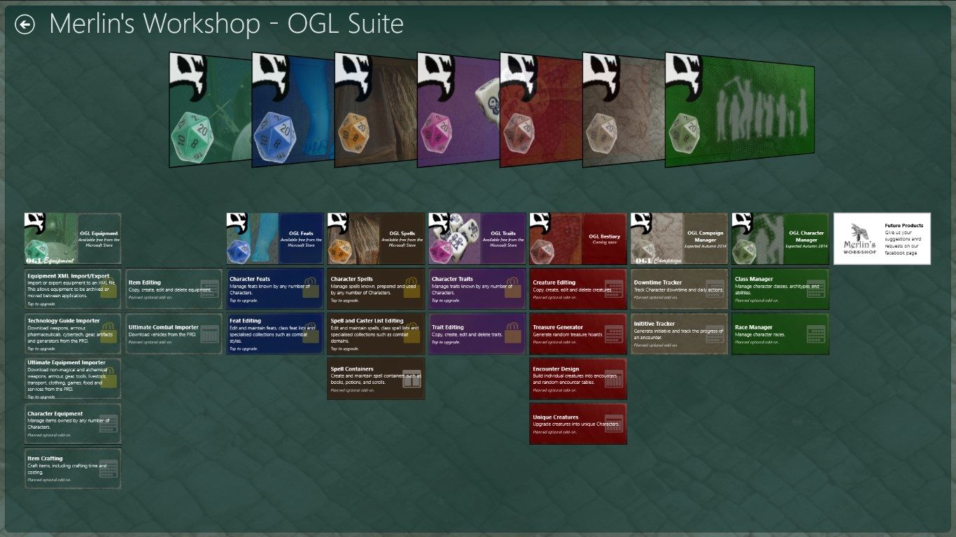 OGL Suite showing OGL Equipment