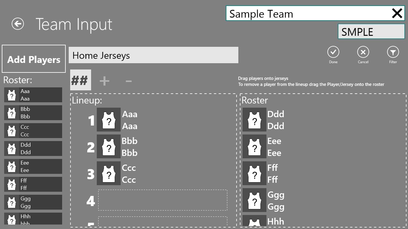 Create Teams with multiple re-usable lineups