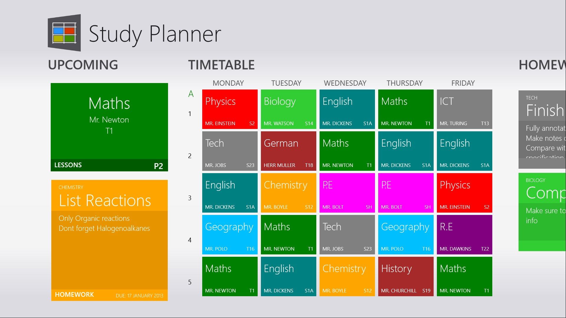 The home page of Study Planner